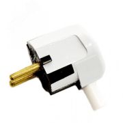 Вилка угловая электрич. с заземл. белая 16А 250В