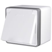 WL15-02-04/ Розетка влагозащ. с зазем. с защит. крышкой и шторками Gallant (белая)