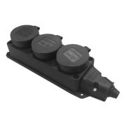 Розетка каучук. перенос. 3-х мест. с З/К РКП16-1-03 с защитными крышками IP44