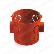 Коробка установочная для кирпичных стен с саморезами 68мм*62мм с ушами глубокая КРАСНАЯ, ТМ GREENEL