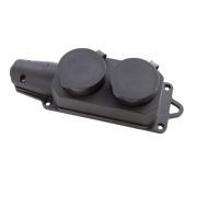 Розеточный блок двухместный с крышками (каучук) 16А 220В IP44 АБК-СИЛА