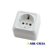 Розетка 1-м с з/к 16А 220В IP20 (керамика) АЛЬТАИР белая накладная АБК-СИЛА