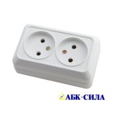 Розетка 2-м без з/к 16А 220В IP20 (керамика) АЛЬТАИР белая накладная АБК-СИЛА
