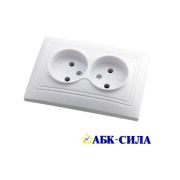 Розетка 2-м без з/к 16А 220В IP20 (керамика) ПАНДОРА белая встраиваемая АБК-СИЛА