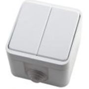 Выключатель 2-кл 10А  IP44 ПЕГАС белый накладной АБК-СИЛА