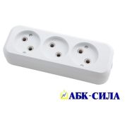 Колодка розеточная 3 гнезда без з/к 16А 220В IP20 белая  АБК-СИЛА