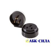 Разъем розетка для плиты РШ-ВШ 32А 220В 2Р+РЕ открытый угловой карболит черный АБК-СИЛА