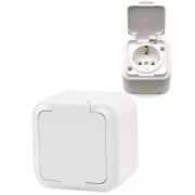 Розетка 1-м нар. ОП 16А IP54 с заземл. с крышкой бел. Пралеска Аква