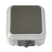 Выключатель нар. 2-кл брызгозащищенный IP54, серый, Аква