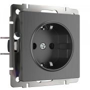 WL04-SKG-01-IP20/ Розетка с заземлением (графит рифленый)
