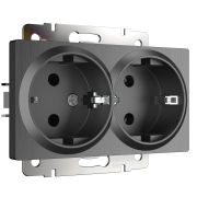 WL04-SKG-02-IP20/ Розетка двойная с заземлением (графит рифленый)