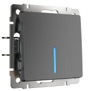 WL04-SW-1G-LED/ Выключатель одноклавишный с подсветкой (графит рифленый)