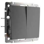 WL04-SW-2G-2W/ Выключатель двухклавишный проходной (графит рифленый)