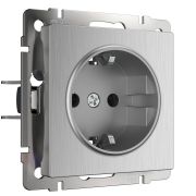 WL09-SKGS-01-IP44 / Розетка с заземлением и шторками (cеребряный рифленый)