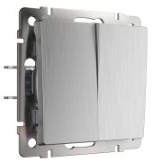 WL09-SW-2G / Выключатель  двухклавишный  (cеребряный рифленый)