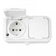 Розетка нар. 2-я с/з брызгозащищенная 16А РА16-303 белый АКВА IP54