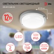 Светильник светодиодный SPB-201-0-40К-012 Круг 12Вт 1140Лм 4000К IP65 ЖКХ ЭРА