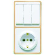 Блок БКВР-033 Бэлла (3-кл. выкл. + розетка с заземл.) зол. Кунцево 5844