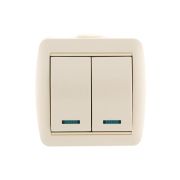 Выключатель 2-кл. ОП Nata 10А IP20 с подсветкой крем. LEZARD 710-0300-112