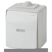 Выключатель 1-кл. ОП Эра Эксперт 10А IP65 11-1602-03 250В 10AX с подсветкой сер. Эра Б0035974