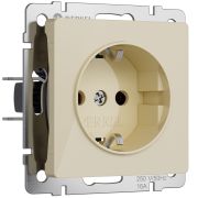 Розетка с заземлением и шторками (айвори акрил) W1171143