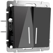 Выключатель двухклавишный проходной с подсветкой (черный акрил) W1122148