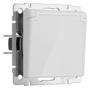 Розетка влагозащ. с зазем. с защит. крышкой и шторками (белый акрил) W1171241