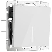 Выключатель одноклавишный проходной с подсветкой (белый акрил) W1112141