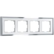 Рамка из металла на 4 поста Baguette белый/серебро W0042850