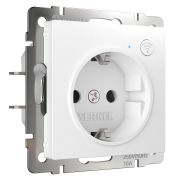 Умная  встраиваемая розетка с заземлением с защитными шторками (белый) W1171601