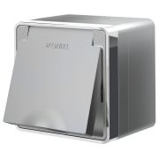 Розетка влагозащ. с зазем. с защит. крышкой и шторками Gallant серебряный W5071206