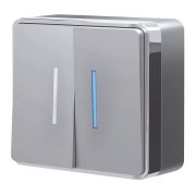 Выключатель двухклавишный с подсветкой Gallant серебряный W5020106