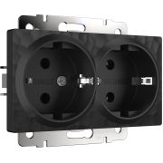 Розетка двойная с заземлением (Hammar черный) W1272008