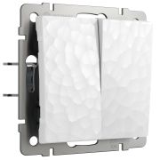 Выключатель двухклавишный проходной (Hammer белый) W1222001