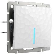 Выключатель одноклавишный с подсветкой (Hammer белый) W1210101