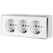 Розетка тройная с заземлением и шторками Gallant белая W5073101