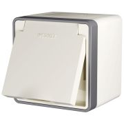 Розетка влагозащ. с зазем. с защит. крышкой и шторками Gallant слоновая кость W5071203