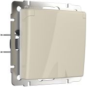 Розетка влагозащ. с зазем. с защит. крышкой и шторками слоновая кость W1171203