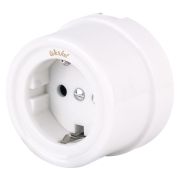 Розетка с заземлением белый ретро W5671001