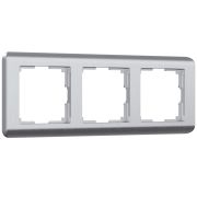 Рамка из поликарбоната на 3 поста Stream серебряный W0032106