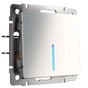 Выключатель одноклавишный проходной с подсветкой глянцевый никель W1112102