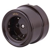 Розетка с заземлением коричневый ретро W5671014