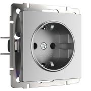 Розетка с заземлением (серебряный матовый)