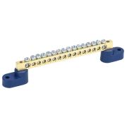 Шина «N» нулевая 6х9мм на двух угловых синих изоляторах 16 групп Rexant