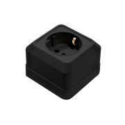 Розетка 1-м BOLLETO с заземл. накладная 7028B черн. IN HOME 4690612061047