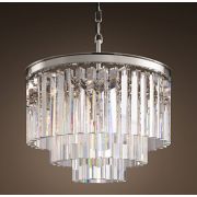 Подвесная люстра RH 1920S ODEON CLEAR GLASS FRINGE 3-TIER CHANDELIER nickel 36 см