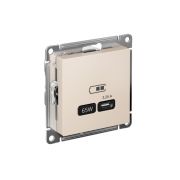 Розетка USB AtlasDesign тип C 65Вт QC PD высокоскор. ЗУ механизм беж. SE ATN000227