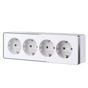 Розетка четверная с заземлением и шторками Gallant белая W5072210