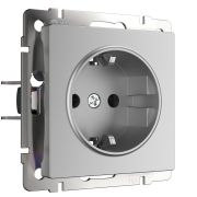 W1171106/ Розетка с заземлением и шторками (серебряный) W1171106