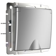 W1171206/ Розетка влагозащ. с зазем. с защит. крышкой и шторками (серебряный) W1171206